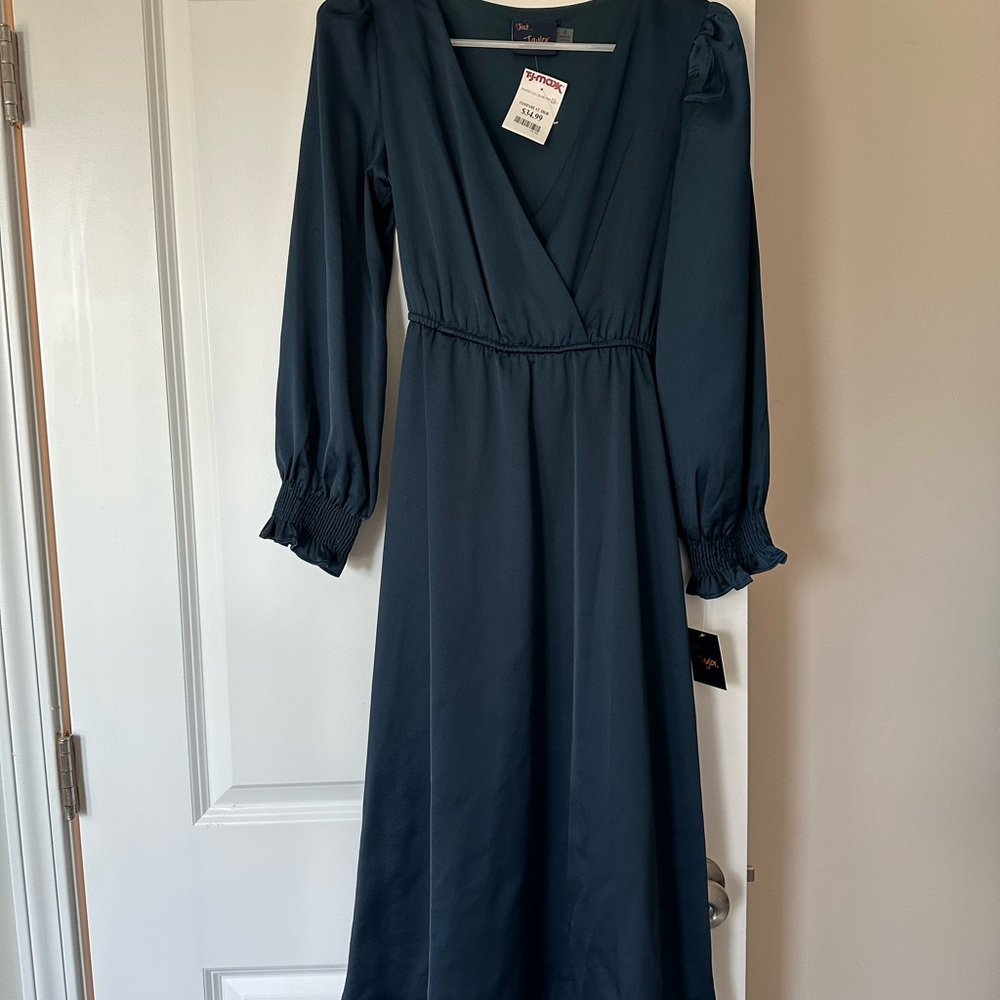 Just...Taylor Deep Blue Long Sleeve Dress